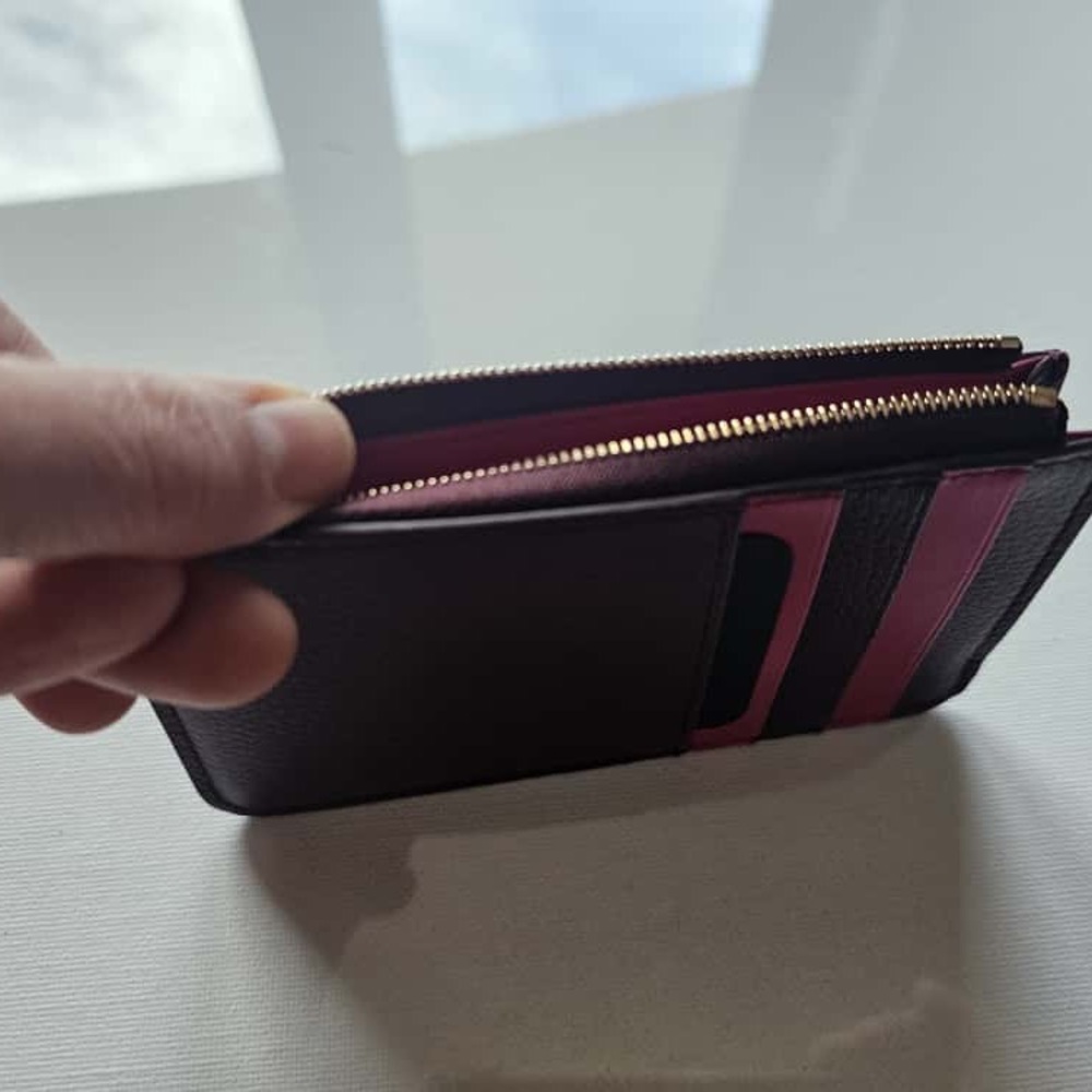 Serpenti Forever Folded Leather Card Holder Wallet Blackberry Purple Pink NWT